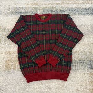 Vintage Eddie Bauer Red and Green Plaid Crewneck Sweater